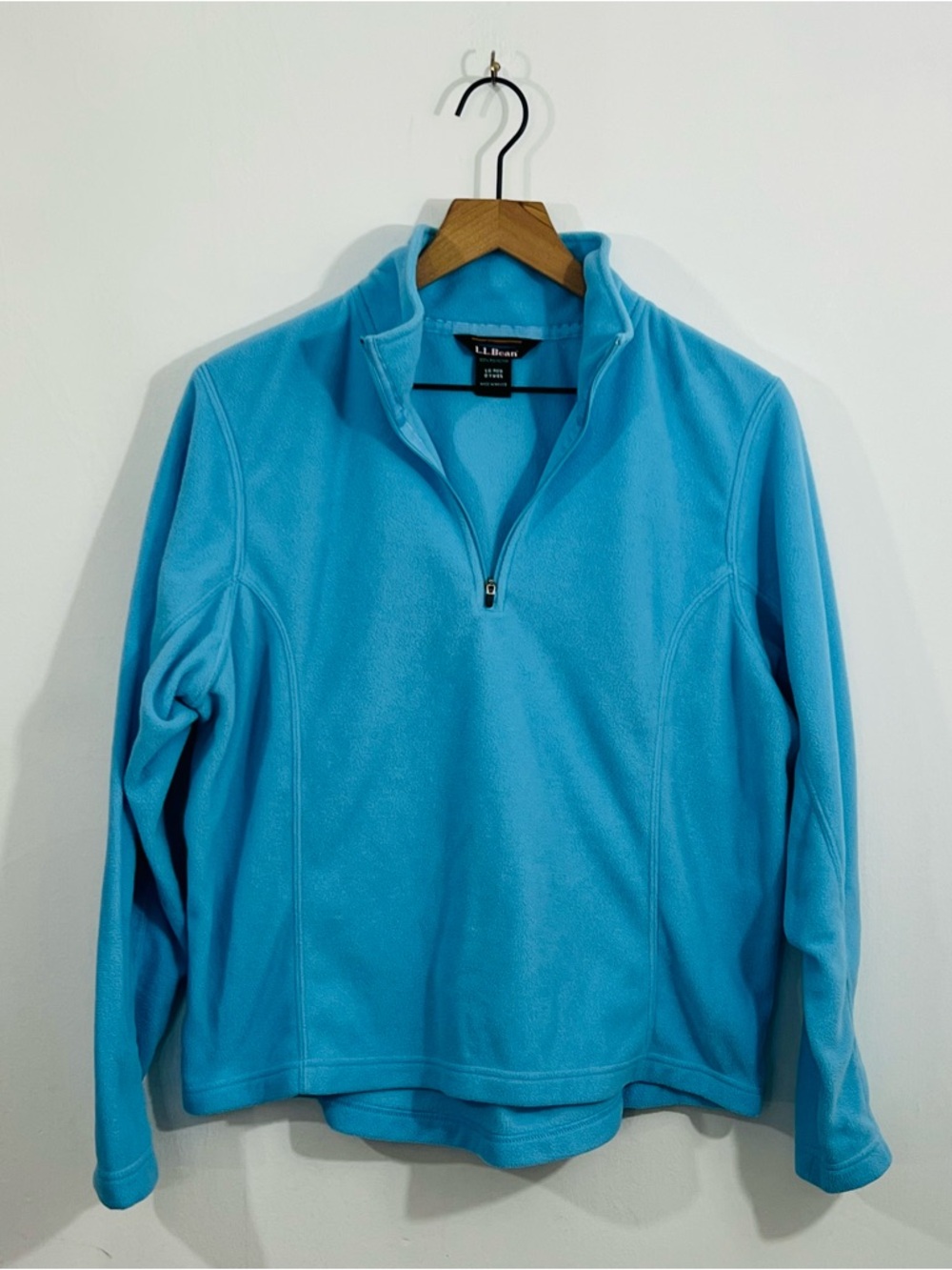 L.L. Bean Blue Pullover Collared Henley Zip Fleece Jacket Casual Lightweight L